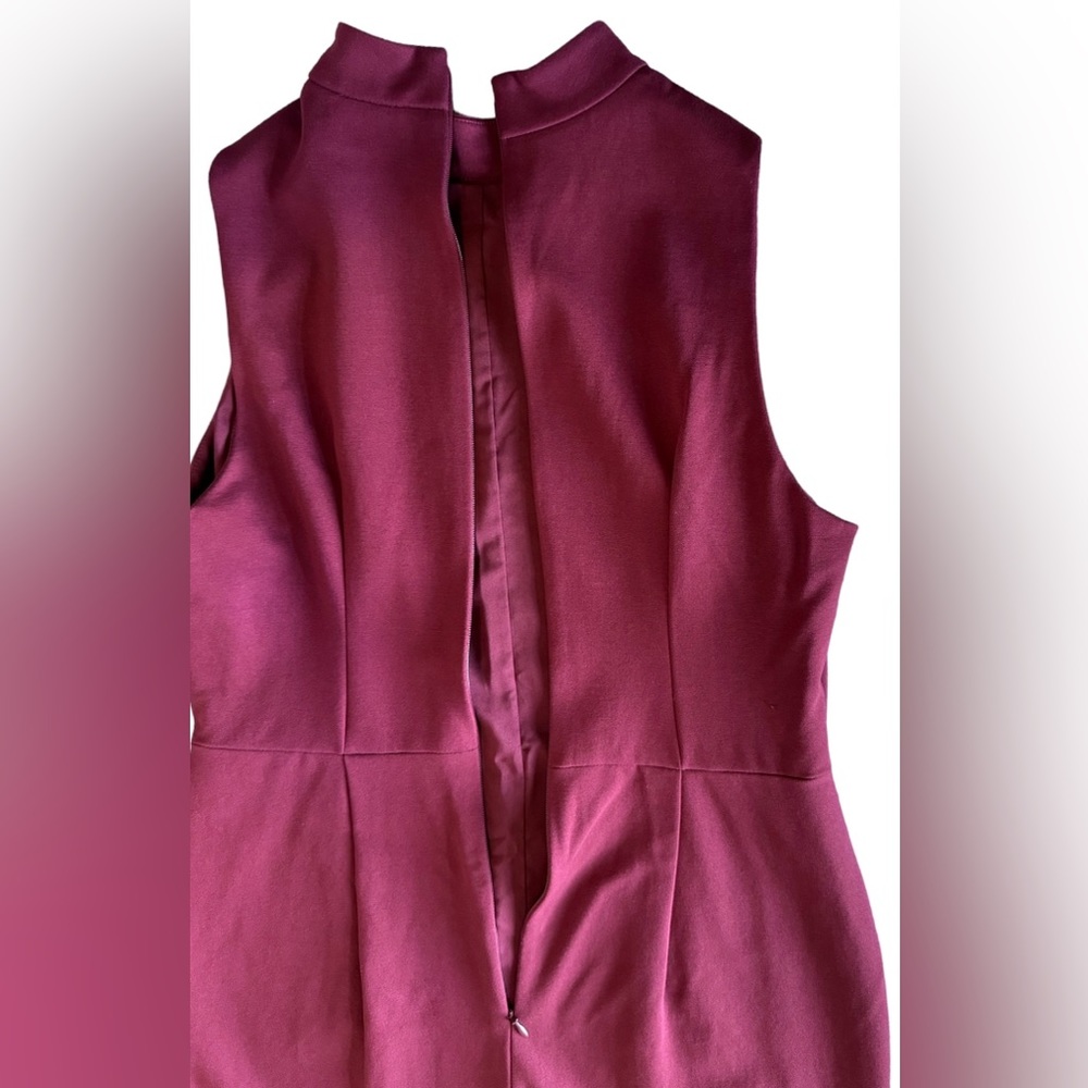 CLASSIQUES ENTIER Italian Ponte Knit Sheath Dress Sleeveless Burgundy Size 12 - Picture 5 of 12